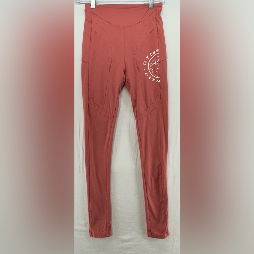 Gymshark Peach Color Leggings With Logo & Side Pockets Women’s Size M